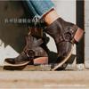 Juti Europa e Estados Unidos comércio exterior 35-43 tamanho grande sapatos femininos desejo estação independente fivela de cinto salto grosso botas femininas de couro