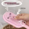 Pente de Massagem Capilar com Cabeça de Almofada de Ar Grande em Cores de Macaron com Cabo Longo para Alisar e Modelar Cabelos Cacheados, Adequado para Mulheres com Cabelos Longos