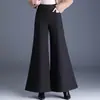 Calça feminina casual boca de sino, calça forrada com fleece, novo estilo espessado outono e inverno 2026, calça de lã wide leg petite, calça longa