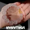 Joyas: Pulsera de Calabaza de Cristal Rosa, Pulsera de Ágata Rosa Redondo de Raíz de Loto, Pulsera de Toronja de la Prosperidad, Pulsera de la Prosperidad