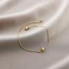 Pulsera de Acero de Titanio Transfronteriza de Venta Caliente para Mujer Trébol de Cinco Hojas Diamante Estilo Ins Personalidad Colección Chapado al Vacío en Oro de 18K