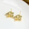 Pendientes de plata S925 con forma de perla, dorados de 14 quilates, con aguja, para mujer, con diseño de temperamento vacío.