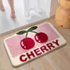 Alfombra de piso tufted con divertido estampado de frutas, alfombra absorbente semicircular para baño, alfombrilla antideslizante para entrada de baño, alfombrilla absorbente de flocado