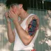 Tatuagem Adesiva Colorida de Flor de Desenho Animado Transfronteiriça Braço Costura Patchwork Menina Old School Fofa À Prova D'água Duradoura para Homens
