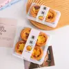 Caixa de Embalagem para Quatro Ovos Tarte, Estilo Influenciador Assando Duas Peças de Carne Desfiada, Pasta de Taro e Embalagem de Clam Leite