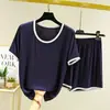 Traje de Verano Nuevo para Mujer de Modal Suelto Talla Grande Pijama para Casa Pijama Versátil Fino Deportivo Casual Conjunto de Dos Piezas