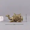 Estatueta de Camelo em Latão Estilo Antigo, Decoração de Camelo do Deserto para Casa e Escritório, Ornamento de Paisagem em Miniatura, Lembrança de Viagem