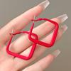 Brincos Vermelhos Estilo Retrô de Hong Kong Femininos 2025 Nova Moda Elegantes Celebridade da Internet High-end Luxo Leve Brincos de Outono e Inverno