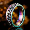 Anillo de acero inoxidable Europa y Estados Unidos transfronterizo cadena giratoria descompresión giratoria número romano 8mm anillo de acero de titanio que no se decolora