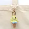 Pingente de Sorvete de Crochê, Charme para Bolsa Tecido com Fio, Enfeite de Sorvete Tricotado, Chaveiro, Acessório Feito à Mão para Chave de Carro