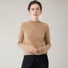 Suéter Feminino 100% Caxemira, Camisa Base Tricotada, Manga Raglan Nova Outono/Inverno, Engrossado, Gola Meia-Alta, Versátil, Suéter Quente