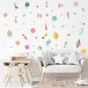 Br917 Pegatina de Pared Autoadhesiva Estilo Bohemio de Planeta Espacial de Dibujos Animados y Cielo Estrellado Pegatina Decorativa para Habitación de Niños de Guardería