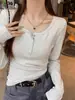 Camiseta Básica Versátil de Manga Larga Ajustada para Otoño Temprano 2026, para un Look Favorecedor, Adecuada para Vestir en Capas, Top para Estudiante