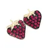 Pendientes de botón de fresa con gota de aceite especial y diamantes transfronterizos serie de frutas pendientes retro simples pendientes populares de comercio electrónico pendientes pendientes pendientes