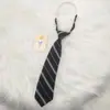 ¡Muy Preppy y Muy Bai! Corbata Japonesa Jk Rayada Negra Hecha a Mano para Mujer, Corbata Estilo Universitario Dk para Hombre.