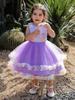 Vestido de primavera y verano para niñas, nuevo, esponjoso, con flores a juego, color arcoíris, sin mangas, de princesa, vestido de malla con forma de pastel de unicornio