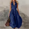 Nuevo vestido largo de línea A para mujer de Amazon estilo europeo y americano con cuello de solapa, elegante y moderno para ir al trabajo, moda transfronteriza