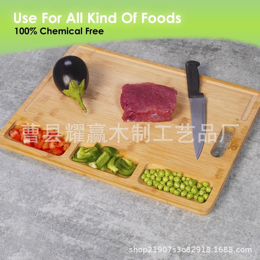 竹制方形砧板创意家用带盛放凹槽切菜板木质水果切板托盘BSCI
