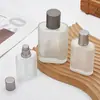 Frasco de perfume transparente de alta qualidade, frasco quadrado de vidro vazio, 30ml, 50ml, 100ml, frasco com borrifador de pressão, frasco de perfume com tampa de encaixe