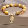 Ins estilo coreano Pulseira de cristal Pedra Olho de Tigre Dourado anel único Moda masculina e feminina pulseira de contas de Buda joias atacado