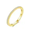 Anel Liso de Prata Esterlina 925 Anel com Fileira de Diamantes Moissanite Anel Feminino Simples Moda Versátil Anel Elegante Estilo Ins Anel de Dedo