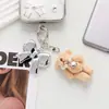 Estilo Coreano Versión Coreana Dulce Oso de Perlas Corazón Llavero de Coche Oreja de Conejo Colgante de Audífonos Funda de Teléfono Encanto para Bolso