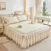 Estilo Princesa Algodón Puro Falda de Cama Estilo Colcha Pieza Única Cama de 1.8m Cubierta de Cama con Borde de Encaje Antideslizante 2m Primavera Verano Falda de Cama 100% Algodón