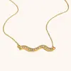 Collar Colgante de Ola Estilo Europeo y Americano de Moda, Acero Inoxidable Chapado en Oro de 18 Quilates, Colgante Moderno y Único para Mujeres