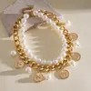 Collar de perlas en capas con cuentas transfronterizo europeo y americano, cadena para la clavícula estilo fiesta vintage, lujo ligero, accesorio versátil de alta gama para mujer