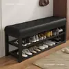 Banqueta para zapatos en la entrada, se puede sentar en ella, simple, almacenamiento de múltiples niveles, zapatero, hierro forjado, acolchado suave, taburete multi-funcional para cambiarse los zapatos, metal, otros