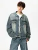 Chaqueta de mezclilla hecha a mano con adornos de pedrería, nuevo estilo retro americano para otoño e invierno, abrigo casual de alta gama, nicho de alta costura, cuello de solapa