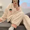 Pijamas de invierno para mujer, forro polar coral, novedad de 2024, franela de invierno, ropa de otoño e invierno, ropa para el hogar