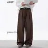 Pantalones de pierna ancha de nicho estilo Old Money para hombre, holgados, versátiles, pantalones guadaña holgados, de longitud al suelo, casuales, largos