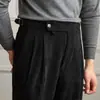Pantalones de traje de pana retro para otoño e invierno, cintura alta, estilo Nápoles, pantalones casuales versátiles de caída, estilo japonés para primavera y otoño