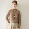 ¡Estilo elegante y maduro! Suéter de cachemira de una sola pieza sin costuras con cuello redondo para mujer, suéter base de punto adelgazante para otoño e invierno