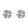 Aretes de Flor de Perla Tachonados con Diamantes Estilo Metal Súper Brillante Chapado en Oro Cobre para Mujer, Aretes Elegantes Simples y de Moda con Agujas de Plata