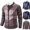 Cárdigan para Hombres de Mediana Edad y Mayores Temporada Otoño e Invierno Suéter Engrosado con Felpa Ropa Exterior para Hombre Abrigo de Papá