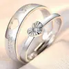 Anel de casal estilo coreano para homens e mulheres simples moda versátil anel de zircônia Aberto simulação de casamento Anel de Diamante Joia