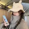 Gorra de Béisbol Adorable con Orejas de Conejo para Mujer, Otoño e Invierno, Lana de Cordero Engrosada Cálida Versátil para Adelgazar la Cara, Gorra Tipo Pato