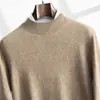 Otoño Invierno Casual de Negocios para Hombre Suéter de Cachemira de Cuello Semi Alto Jersey de Punto para Hombre Capa Base Moda Juvenil Suéter de Lana