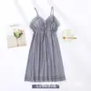 Pijama Feminino de Verão Fino Seda Gelada Renda Sexy Alça Longa Camisola Conjunto de Quatro Peças Roupas Caseiras Femininas com Bojo