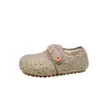 Zapatos Birkenstock Retro de Punta Redonda con Forro de Fieltro y Lana Polar Otoño e Invierno 2025 Nuevos Zapatos de Algodón Cálidos con Suela Gruesa y Aumento Interno para Una Pierna