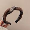 Novo Outono e Inverno Cor Café Maillard Acessórios de Cabelo Femininos Faixa de Cabelo Torcida Xadrez para Lavar o Rosto Faixa de Cabelo para Cabeça Alta Atacado