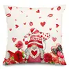 Funda de almohada más vendida de Temu para el Día de San Valentín, Funda de almohada de lino con diseño de gnomo en forma de corazón y flores, Decoración para dormitorio y sofá