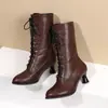 Botas de Nuevo Estilo Otoño, Botines Cruzados con Cordones, Botas de Montar con Cordones Delanteros, Botas de Jinete Talla Grande, Botines Casuales de Media Longitud
