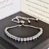Pulsera ajustable de cordón con Zirconia de 4 mm para mujer, Regalo para mejor amiga, Suministro de comercio electrónico transfronterizo S4803