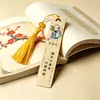 Marcadores de Libros Pequeños de Bambú de Poesía de Celebridades, Porcelana de Cristal Pintada, Impermeables y Duraderos, Marcadores de Libros con Borla de Seda de Hielo, Personalizables desde Fábrica