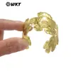 Wt-Jf359 Pulseira Grande Aberta de Latão com Flores Esculpidas Vintage Moda Acessórios de Presente de Aniversário para Meninas