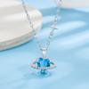 Gelo Azul Coração Azul Amor Zircon Colar Mulheres Luz Luxo Nicho High-end Design Sense Cyber Celebridade Clavícula Cadeia Cadeia Cadeia