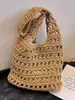Bolso Tejido de Hilo de Algodón Corrugado Hueco de Alta Calidad para Mujer 2025 Nuevo Bolso de Playa Casual de un Solo Hombro Hecho a Mano para la Costa